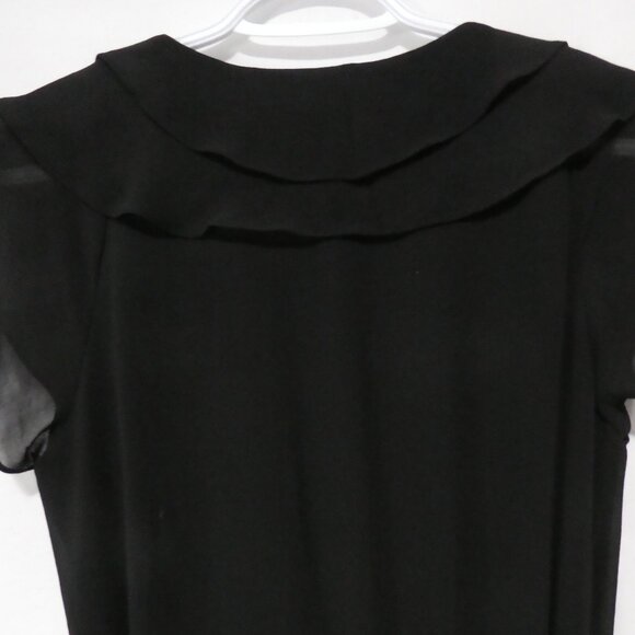 H&M | size 8 | Elegant Sheer Black Ruffle Detail Dress | Lace Up Waist - Picture 11 of 16